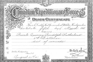 HOZ - Quincey Sutherlland death certificate