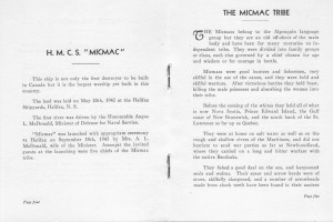 HOZ - scan of 2 pages from little booklet about the Micmac destroyer ship